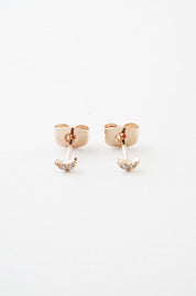 Mini Moon Crystal Stud Earrings - Rose Gold / One Size