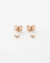 Mini Moon Crystal Stud Earrings - Rose Gold / One Size