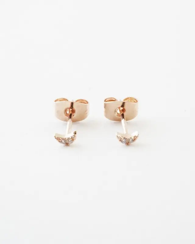 Mini Moon Crystal Stud Earrings - Rose Gold / One Size