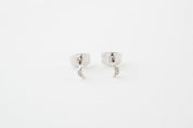 Mini Moon Crystal Stud Earrings - Silver / One Size