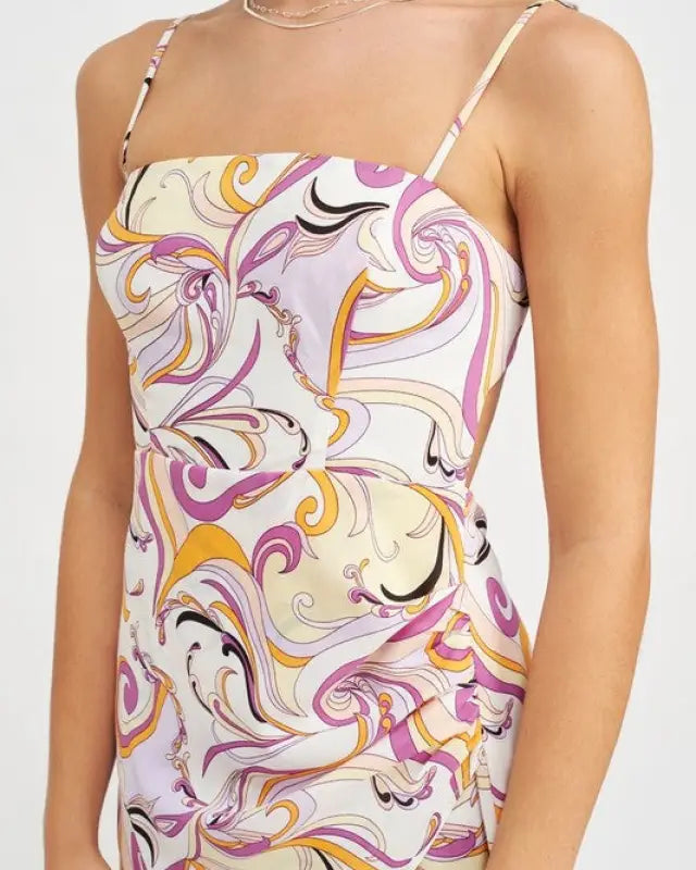 MINI PRINTED OPEN BACK DRESS