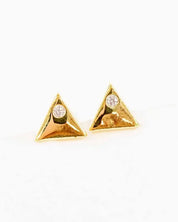 Mini Triangle Stone Stud Earrings - Gold / OS