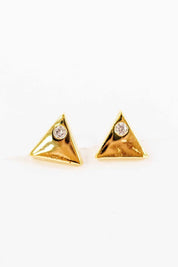 Mini Triangle Stone Stud Earrings - Gold / OS