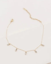 Minimal Rectangle Rhinestone Anklet - Gold / OS