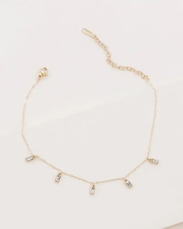 Minimal Rectangle Rhinestone Anklet - Gold / OS