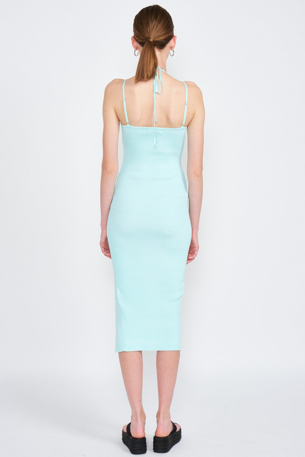 Mint Cross Front Midi Dress With Slit - Mint - Dresses