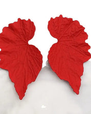 Mirrored Leaf Earrings - Red / Os