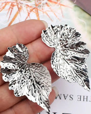 Mirrored Leaf Earrings - Silver / Os