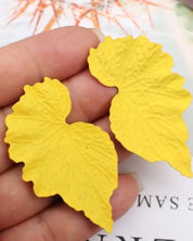 Mirrored Leaf Earrings - Yellow / Os