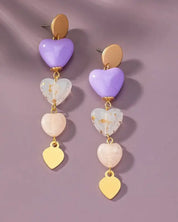 Mixed Media Heart Linear Drop Earrings