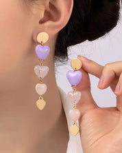 Mixed Media Heart Linear Drop Earrings