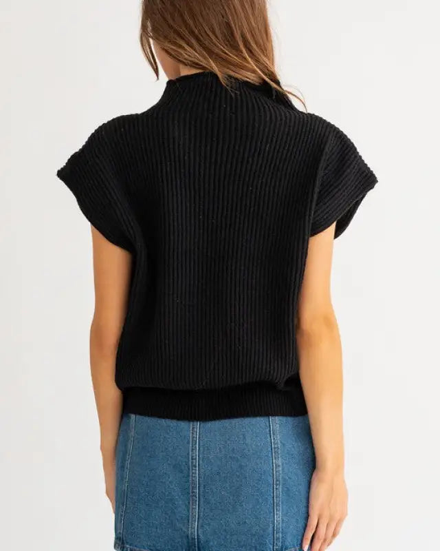 Turtleneck Power Shoulder Sweater