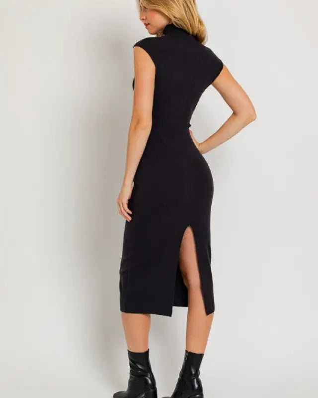 Mock Neck Sweater Midi Dress