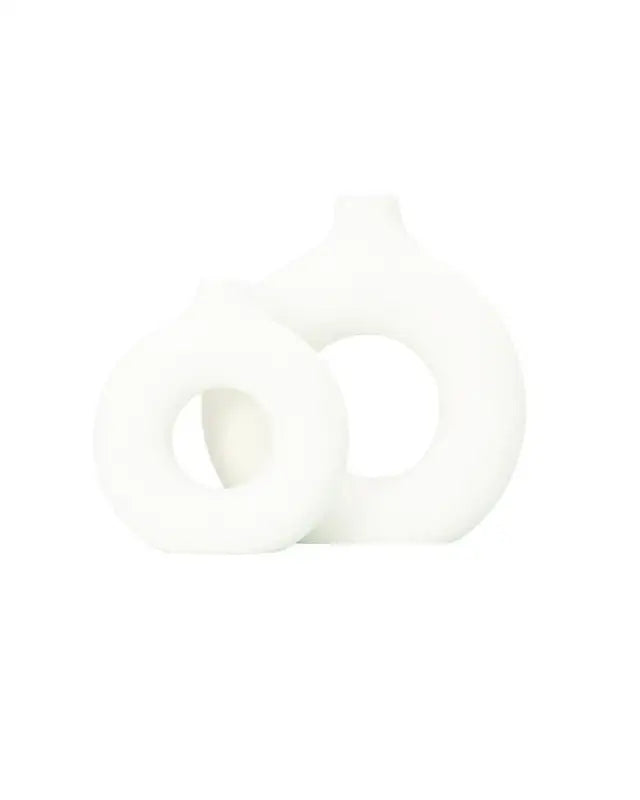 Modern Ceramic Vase Round Shape - 2 Pcs/Set As Shown / Sm/Lg