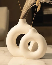 Modern Ceramic Vase Round Shape - 2 Pcs/Set As Shown / Sm/Lg