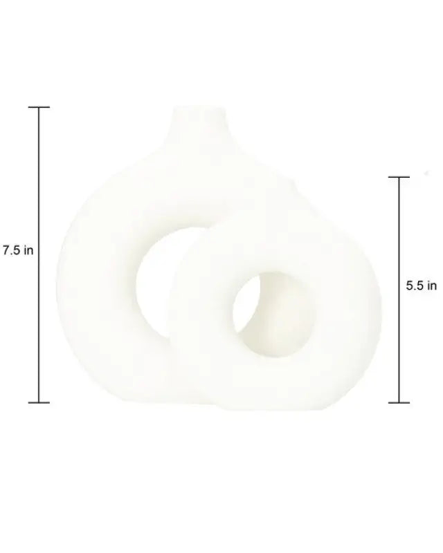 Modern Ceramic Vase Round Shape - 2 Pcs/Set As Shown / Sm/Lg