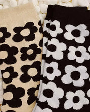 Modern Daisy Socks Set Of 2 Pairs - Black/White / OS