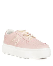 Monigue Faux Leather Cross Stitch Detail Sneakers - Blush / Us-5 / Uk-3 / Eu-36