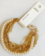 Multi Chain & Pearl Bracelet - Pearl/Gold / OS