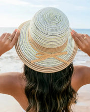 Multi-Stripe Bow Accent Bucket Sunhat