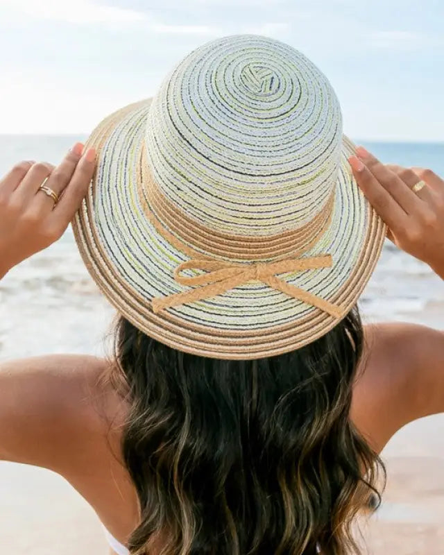 Multi-Stripe Bow Accent Bucket Sunhat