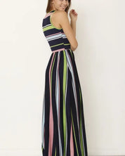 Multi Stripe Rainbow Maxi Dress