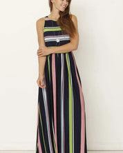 Multi Stripe Rainbow Maxi Dress