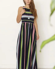 Multi Stripe Rainbow Maxi Dress