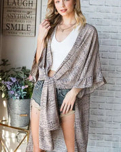 Natural Geo Print Mid Sleeve Kimono