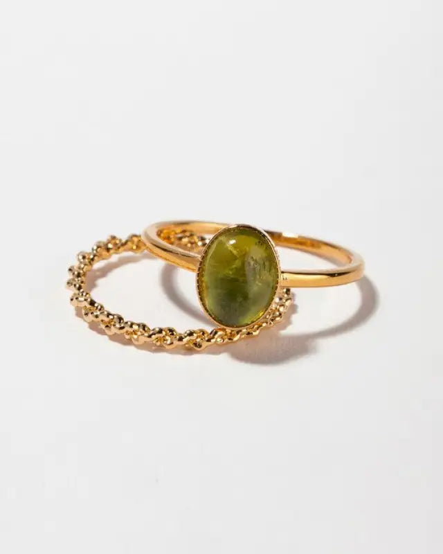 Natural stone ring set - gold / m