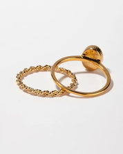 Natural stone ring set - gold / m