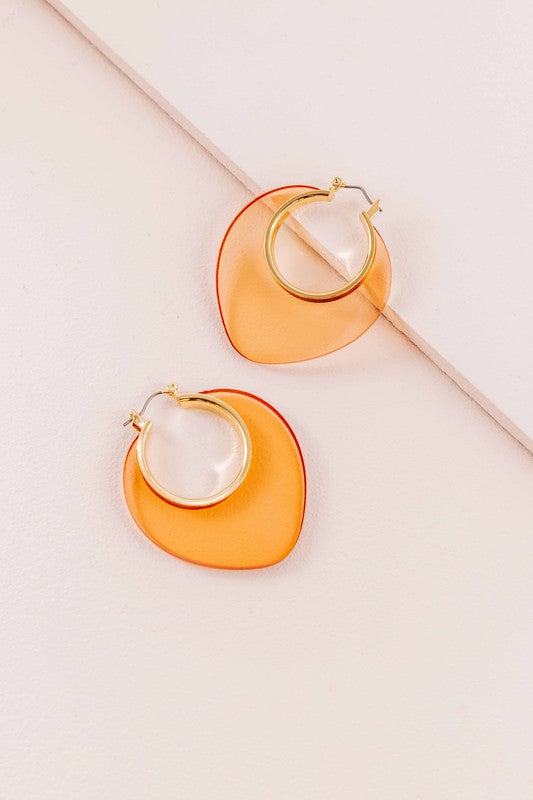 Nature Leaf Hoop Earrings - Amber / OS