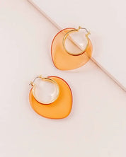 Nature Leaf Hoop Earrings - Amber / OS