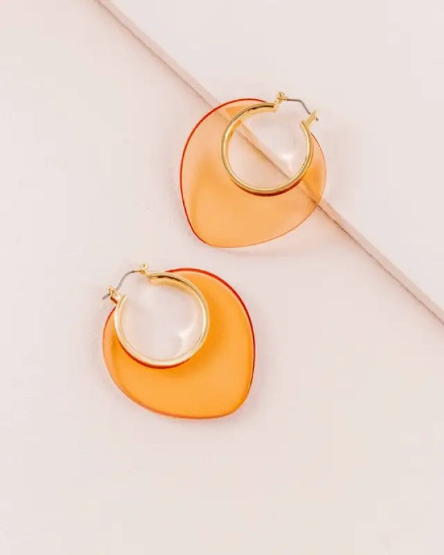 Nature Leaf Hoop Earrings - Amber / OS