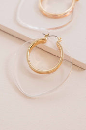 Nature Leaf Hoop Earrings - Clear / OS