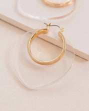 Nature Leaf Hoop Earrings - Clear / OS