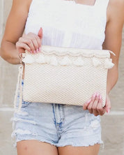 Naya Crochet Tassel Clutch - Straw / OneSize