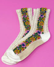 Noble Floral Beauty Socks - White / OS