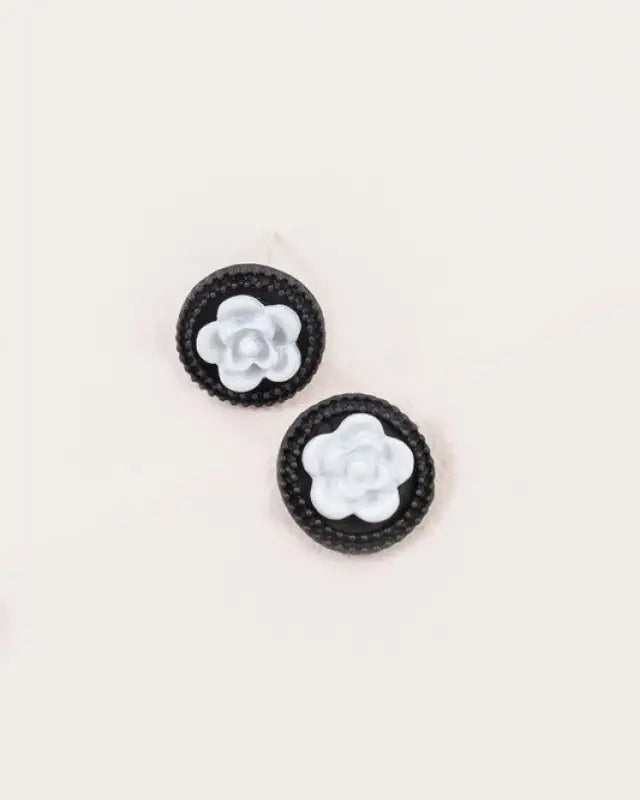 Noir Rose Stud Earrings - Black / OS