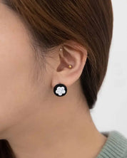 Noir Rose Stud Earrings - Black / OS