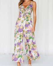 Nyasia Floral Print Wide Leg Jumpsuit