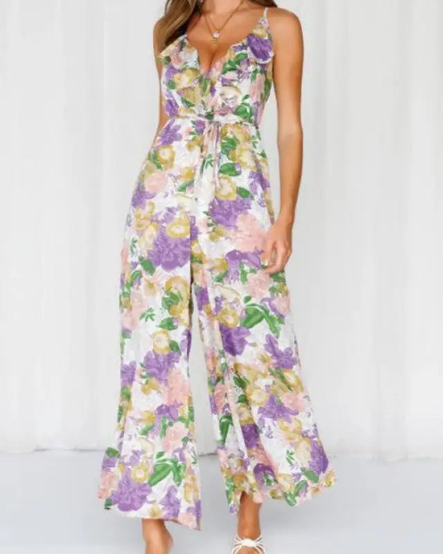 Nyasia Floral Print Wide Leg Jumpsuit