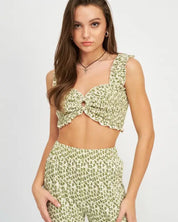 O Ring Smocked Crop Top