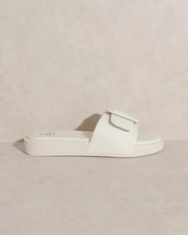 OASIS SOCIETY Daisy - Single Buckle Slide WHITE / 6