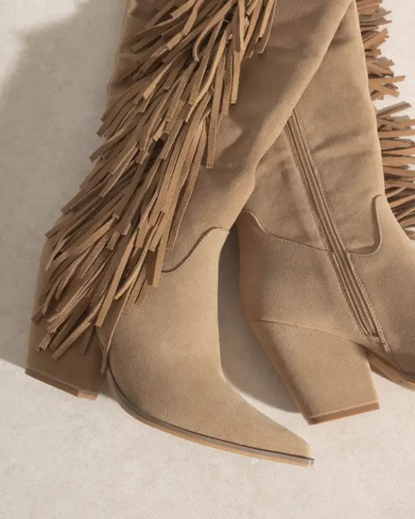 Oasis Society Out West - Knee-High Fringe Boots