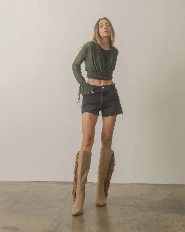 Oasis Society Out West - Knee-High Fringe Boots