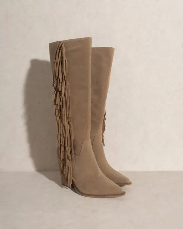 Oasis Society Out West - Knee-High Fringe Boots