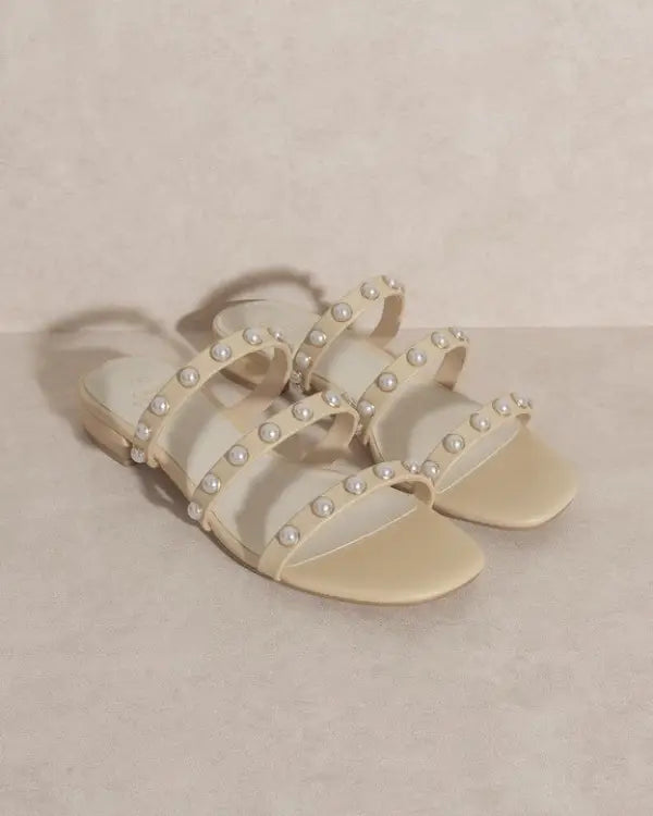 OASIS SOCIETY Valerie - Pearl Flat Sandals BUTTER / 6