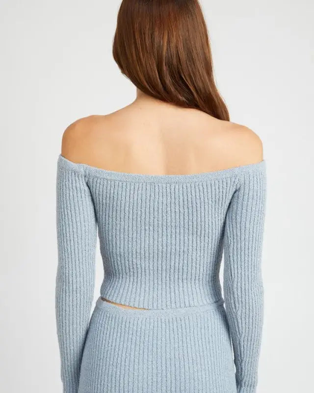 OFF SHOULDER LONG SLEEVE KNIT TOP