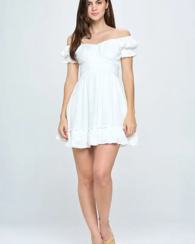 Off Shoulder Ruffle Mini Dress